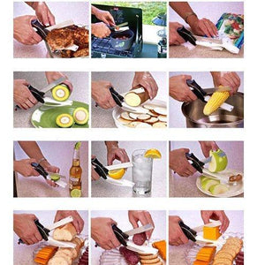 CLEVER CUTTER 2-IN-1 FOOD CHOPPER MULTI-FUNCTIONAL KITCHEN VEGETABLE SCISSOR